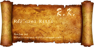 Réczei Kitti névjegykártya